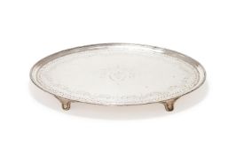 A GEORGE III SILVER OVAL TRAY