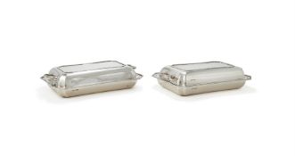 A PAIR OF SILVER ENTREE DISHES AND COVERS