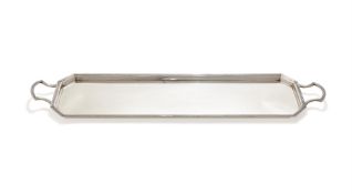 AN EDWARDIAN SILVER TWIN HANDLED TRAY