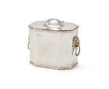 AN EDWARDIAN SILVER TEA CADDY