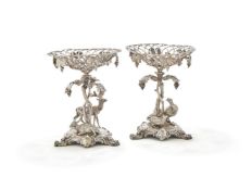 A PAIR OF VICTORIAN ELECTRO-PLATED CENTREPIECES