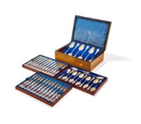 A CASED VICTORIAN SILVER GILT DESERT SERVICE