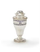 A SILVER PIERCED SUGAR CASTOR