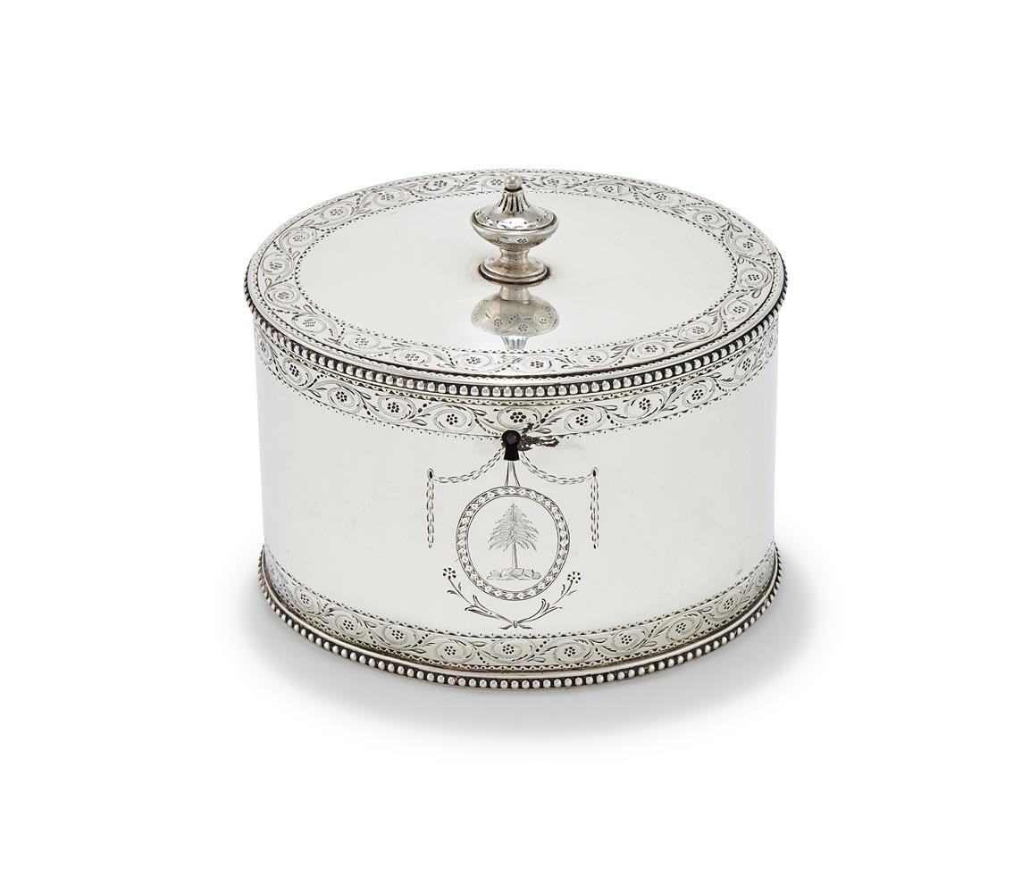 A GEORGE III SILVER OVAL TEA CADDY - Image 2 of 3