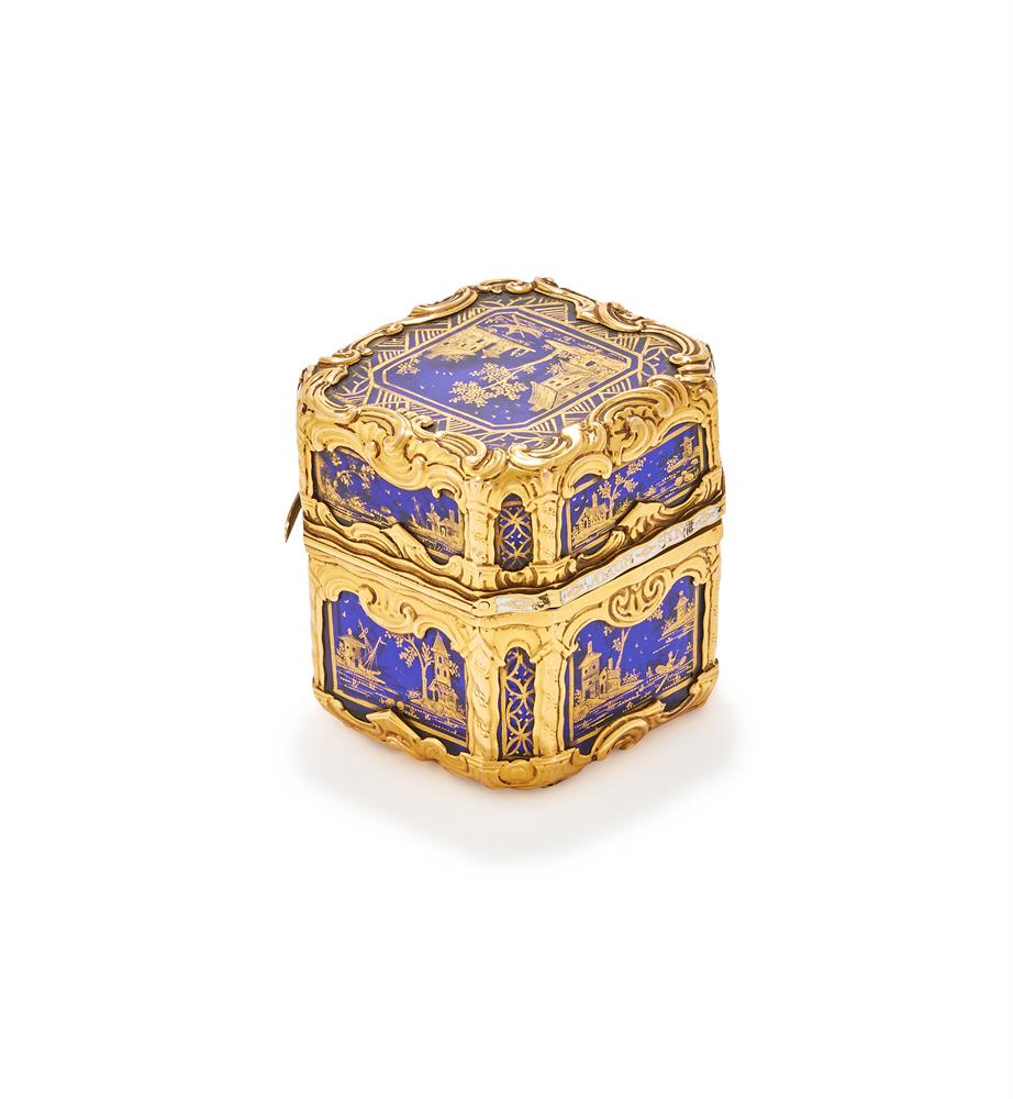 Y A GEORGE III GOLD MOUNTED BLUE GLASS SQUARE ETUI - Image 5 of 6