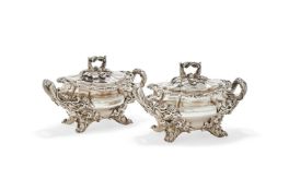 A PAIR OF GEORGE IV SILVER TUREENS