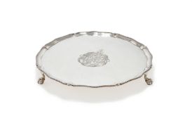 A GEORGE III SILVER CIRCULAR SALVER