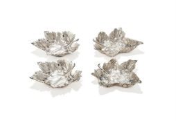 BUCCELLATI, TWO PAIRS OF ITALIAN SILVER LEAF SHAPED DISHES