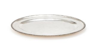 A SILVER OVAL MEAT PLATE