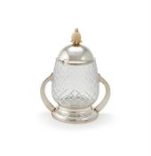 A GERMAN SILVER MOUNTED AND GLASS PINEAPPLE