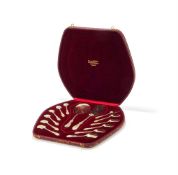 A CASED FRENCH SILVER GILT LOUIS XIV PATTERN ICE CREAM SERVICE