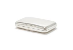 A SILVER RECTANGULAR CIGAR BOX