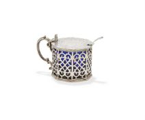 A VICTORIAN SILVER OCTAGONAL MUSTARD POT