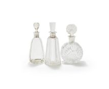 A SILVER MOUNTED GLASS DECANTER