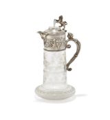 A VICTORIAN SILVER MOUNTED GLASS CLARET JUG