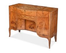 Y A FINE GEORGE III SATINWOOD, KINGWOOD AND SPECIMEN MARQUETRY SERPENTINE DRESSSING TABLE, CIRCA 177