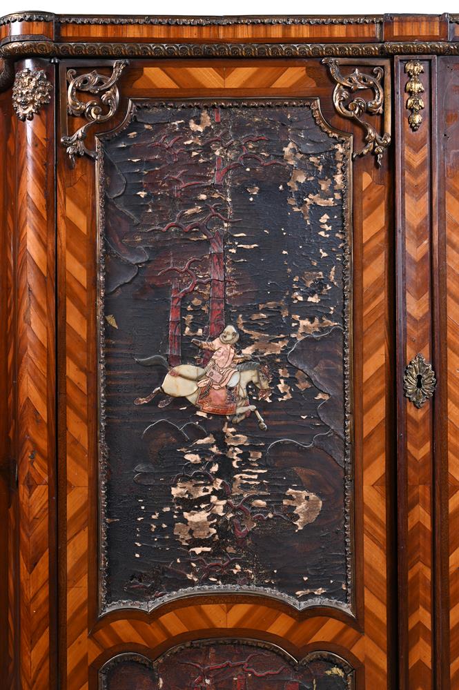 Y A LOUIS XV BOIS SATINE AND CHINESE LACQUER MOUNTED PRESS CUPBOARD, THIRD QUARTER 18TH CENTURY - Image 3 of 3