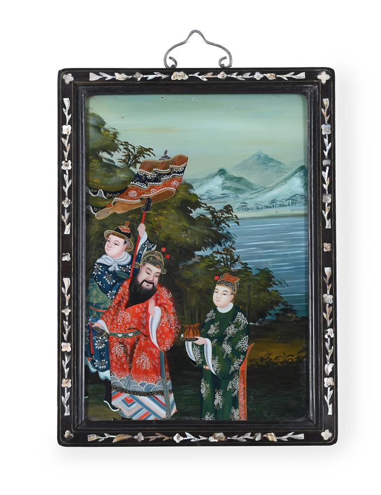Y A CHINESE EXPORT REVERSE GLASS PAINTING, EARLY 20TH CENTURY