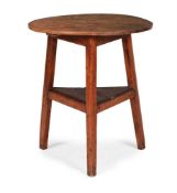 A GEORGE III ELM AND PINE CRICKET TABLE, LATE 18TH OR EARLY 19TH CENTURY