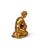 AFTER COYSEVOX, A GILT BRONZE FIGURE OF THE CROUCHING VENUS, FRENCH, 19TH CENTURY