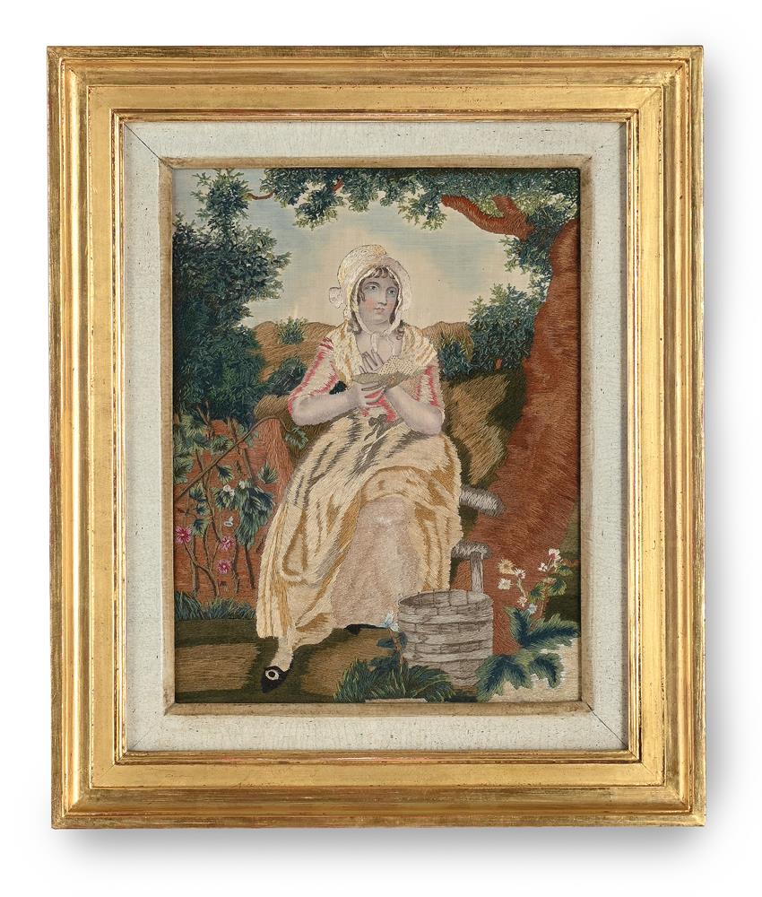 A PAIR OF LATE REGENCY SILKWORK EMBROIDERY PICTURES, CIRCA 1820-1840 - Image 2 of 7