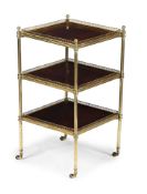 Y A REGENCY ROSEWOOD AND GILT BRASS THREE TIER ETAGERE, CIRCA 1820