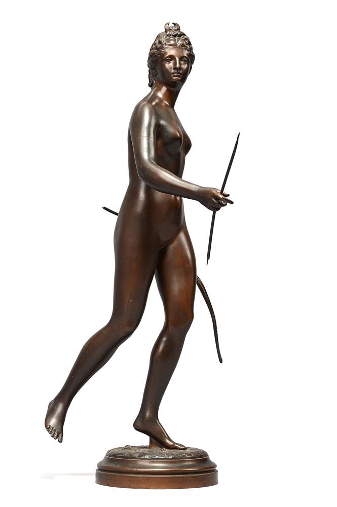 AFTER HOUDON, A BRONZE FIGURE OF DIANA THE HUNTRESS, FRENCH, LATE 19TH CENTURY