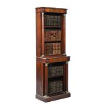 Y A GEORGE IV ROSEWOOD AND GILT METAL MOUNTED OPEN BOOKCASE, CIRCA 1825