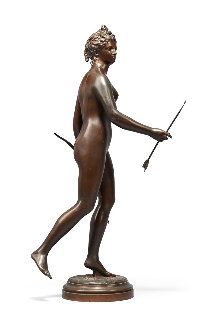 AFTER HOUDON, A BRONZE FIGURE OF DIANA THE HUNTRESS, FRENCH, LATE 19TH CENTURY - Image 3 of 6