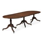 A GEORGE III MAHOGANY TRIPLE PEDESTAL DINING TABLE, CIRCA 1800