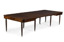 A REGENCY MAHOGANY AND BRASS INLAID DINING TABLE, ATTRIBUTED TO GILLOWS, CIRCA 1815