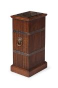 A WILLIAM IV OAK AND BRASS BOUND STICK STAND, CIRCA 1835