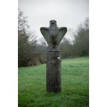A LARGE COMPOSITION STONE EAGLE ON COLUMN, LATE 20TH CENTURY