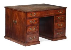 A GEORGE III MAHOGANY AND GILT TOOLED LEATHER INSET PARTNER'S DESK, CIRCA 1780