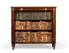 Y A REGENCY ROSEWOOD, SIMULATED ROSEWOOD AND BRASS MOUNTED OPEN BOOKCASE, CIRCA 1815