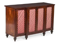 A REGENCY MAHOGANY BREAKFRONT SIDE CABINET, CIRCA 1820