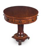A GEORGE IV MAHOGANY DRUM CENTRE TABLE, CIRCA 1830