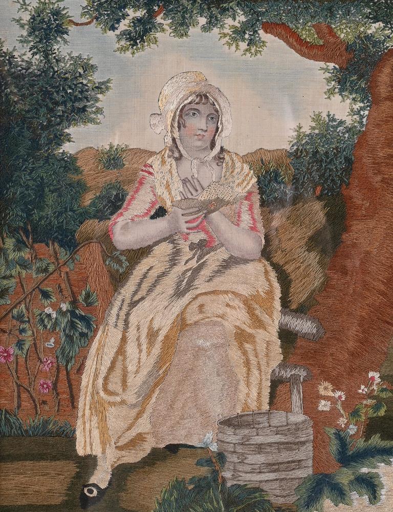 A PAIR OF LATE REGENCY SILKWORK EMBROIDERY PICTURES, CIRCA 1820-1840 - Image 3 of 7