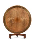 Y A REGENCY ROSEWOOD, PARCEL GILT AND BRASS MARQUETRY CIRCULAR CENTRE TABLE, BY S. JAMAR, CIRCA 1820