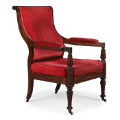 A REGENCY MAHOGANY LIBRARY ARMCHAIR, IN THE MANNER OF GILLOWS, CIRCA 1820