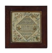 A REGENCY NORFOLK SAMPLER IN COMMEMORATION OF NELSON, WORKED 1820