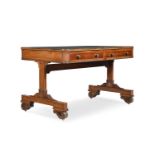 Y A REGENCY ROSEWOOD AND BRASS INLAID LIBRARY TABLE, IN THE MANNER OF GEORGE BULLOCK, CIRCA 1815