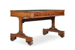 Y A REGENCY ROSEWOOD AND BRASS INLAID LIBRARY TABLE, IN THE MANNER OF GEORGE BULLOCK, CIRCA 1815