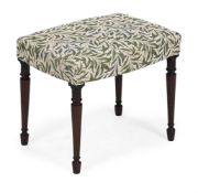 A GEORGE III MAHOGANY AND UPHOLSTERED STOOL, CIRCA 1800