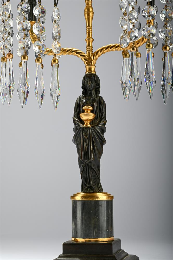 A PAIR OF REGENCY BRONZE FIGURAL TWO LIGHT CANDELABRA, EARLY 19TH CENTURY - Image 3 of 3