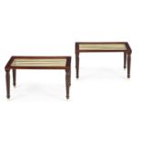 A PAIR OF MAHOGANY AND BRASS LUGGAGE STANDS, CONTEMPORARY, INCORPORATING EARLY 19TH CENTURY ELEMENTS