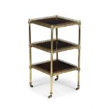 Y A REGENCY ROSEWOOD AND GILT BRASS THREE-TIER ETAGERE, CIRCA 1820