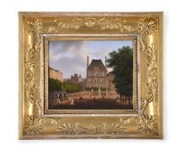 A SEVRES HARD PASTE PORCELAIN TOPOGRAPHICAL PLAQUE 'THE TUILERIES GARDENS', 1822