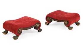 Y A PAIR OF GILT BRONZE MOUNTED ROSEWOOD FOOTSTOOLS IN REGENCY STYLE, LATE 19TH CENTURY