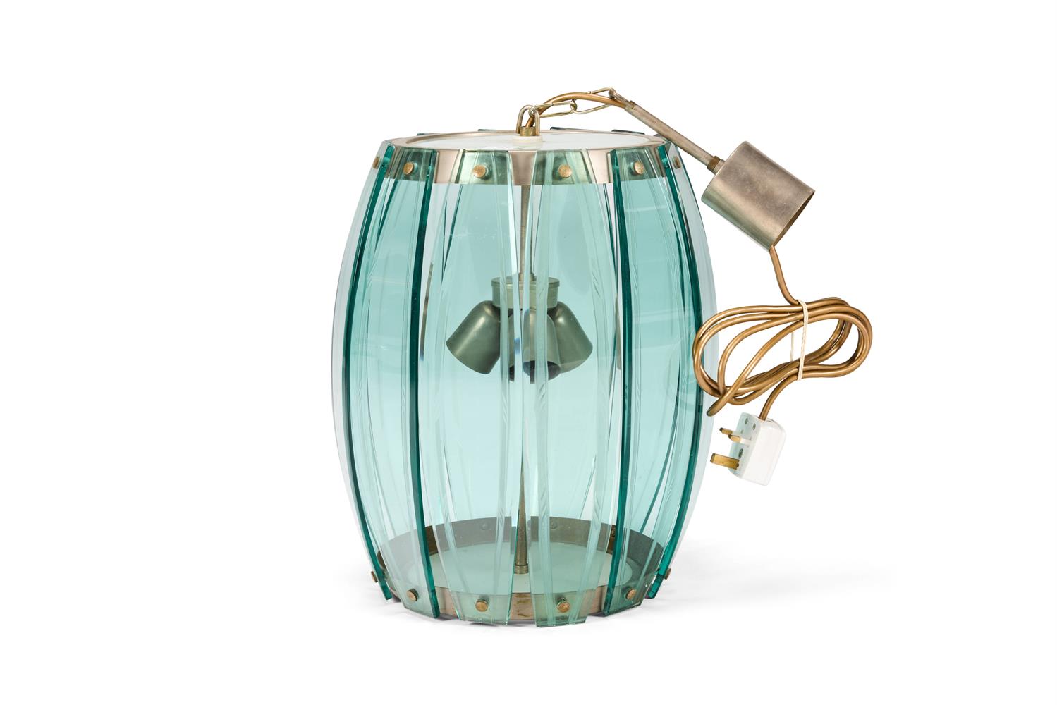 A GLASS AND METAL LANTERN, SECOND HALF 20TH CENTURY